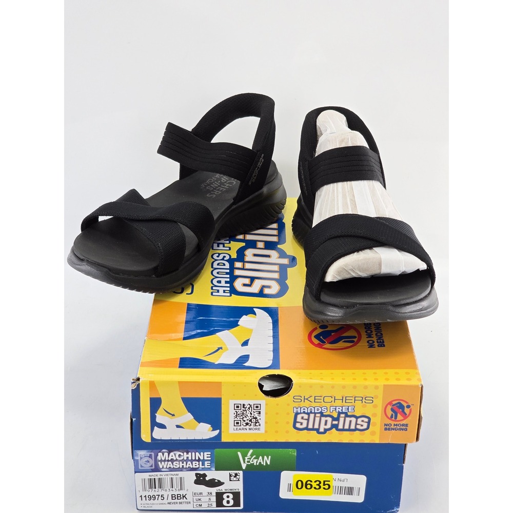 Skechers Hands Free Slip-ins Ultra Flex 3.0 Sandals Womens 8 Black 119975 - VG
